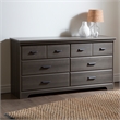 Maklaine Contemporary 6-Drawer Contemporary Wood Dresser in Gray Maple