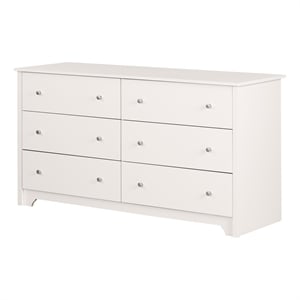 Maklaine Contemporary 6-Drawer Wood Dresser in Pure White Finish