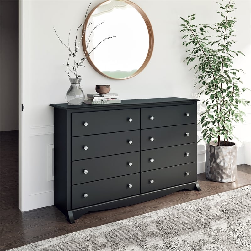 Maklaine 8-Drawer Transitional Composite Wood Dresser in Black