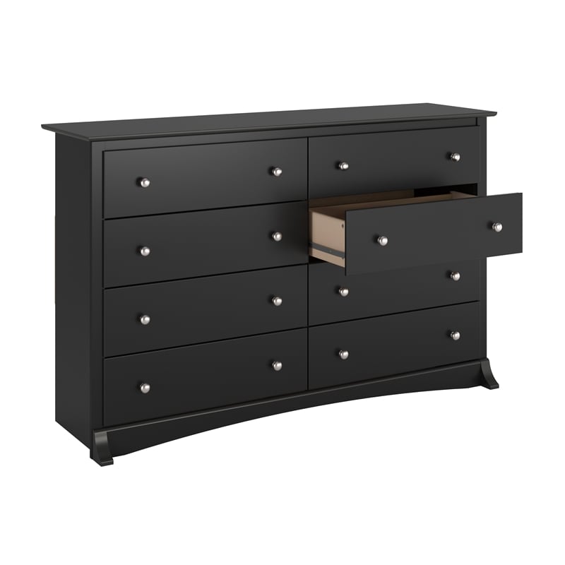 Maklaine 8-Drawer Transitional Composite Wood Dresser in Black