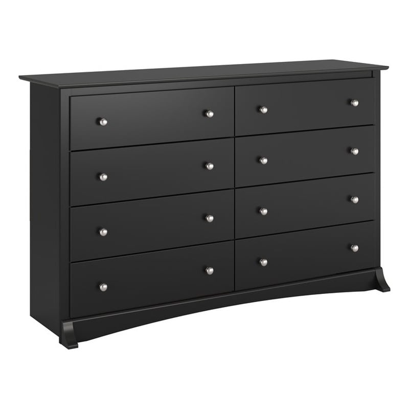 Maklaine 8-Drawer Transitional Composite Wood Dresser in Black