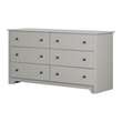 Maklaine Contemporary 6-Drawer Wood Dresser in Soft Gray Finish