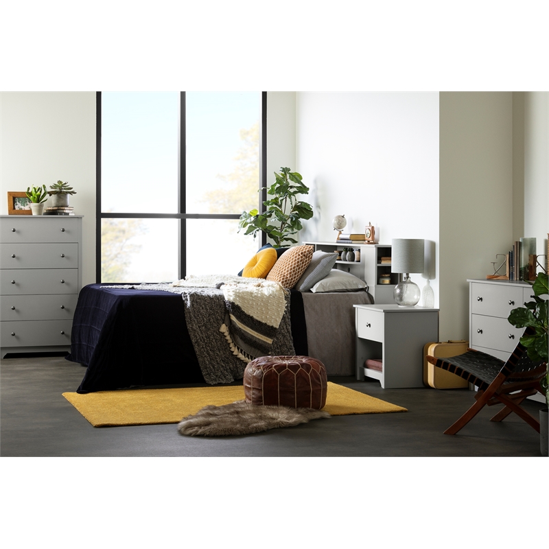 Maklaine Contemporary 6-Drawer Wood Dresser in Soft Gray Finish