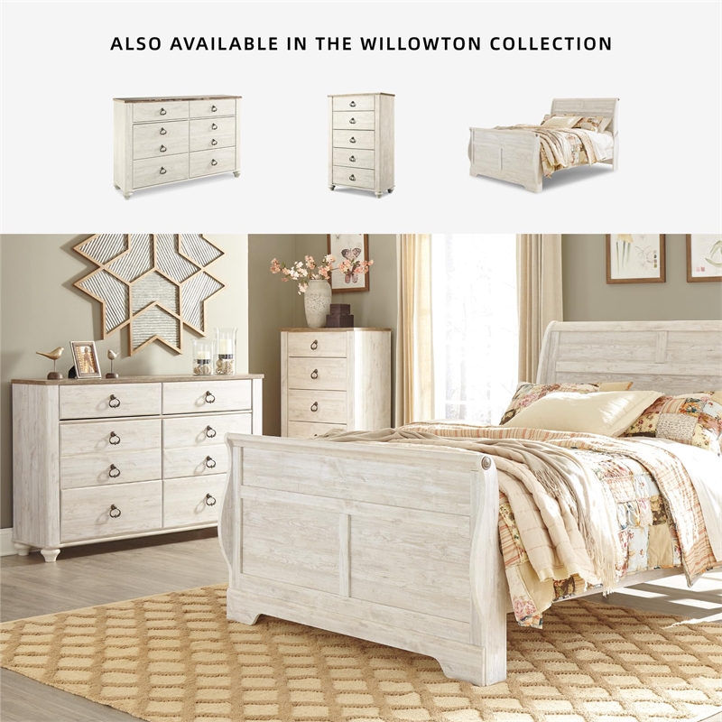 Maklaine Modern Coastal 6-Drawer Double Dresser in Whitewash