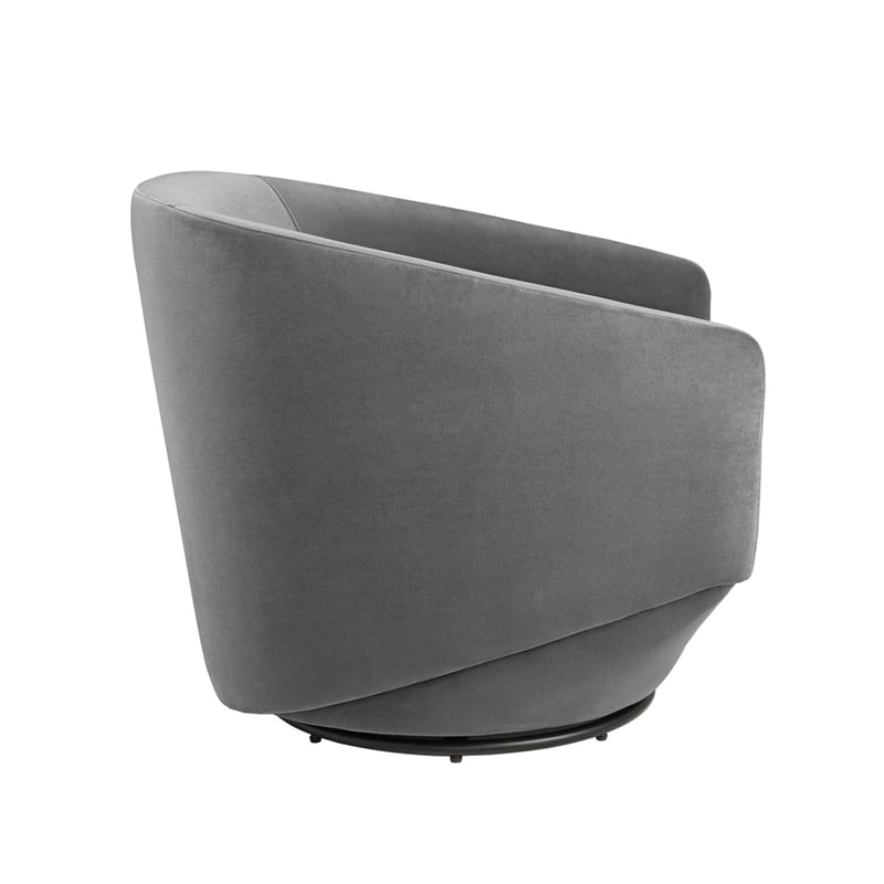 Maklaine Performance Velvet Fabric and Iron Swivel Chair in Gray