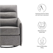 Maklaine Upholstered Polyester Fabric Lounge Chair in Light Gray