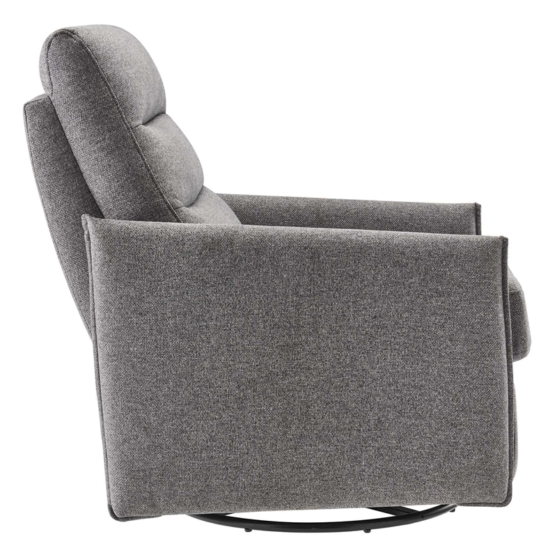Maklaine Upholstered Polyester Fabric Lounge Chair in Light Gray