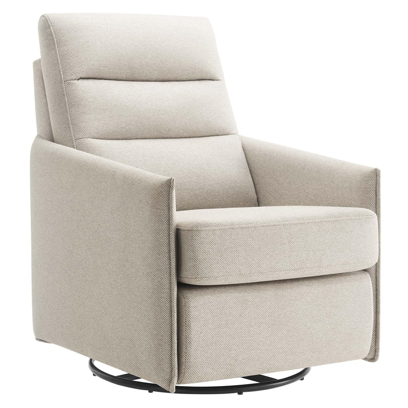 Maklaine Upholstered Polyester Fabric Lounge Chair in Oatmeal