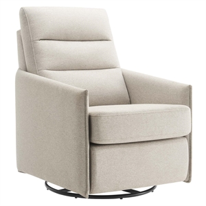 Maklaine Upholstered Polyester Fabric Lounge Chair in Oatmeal