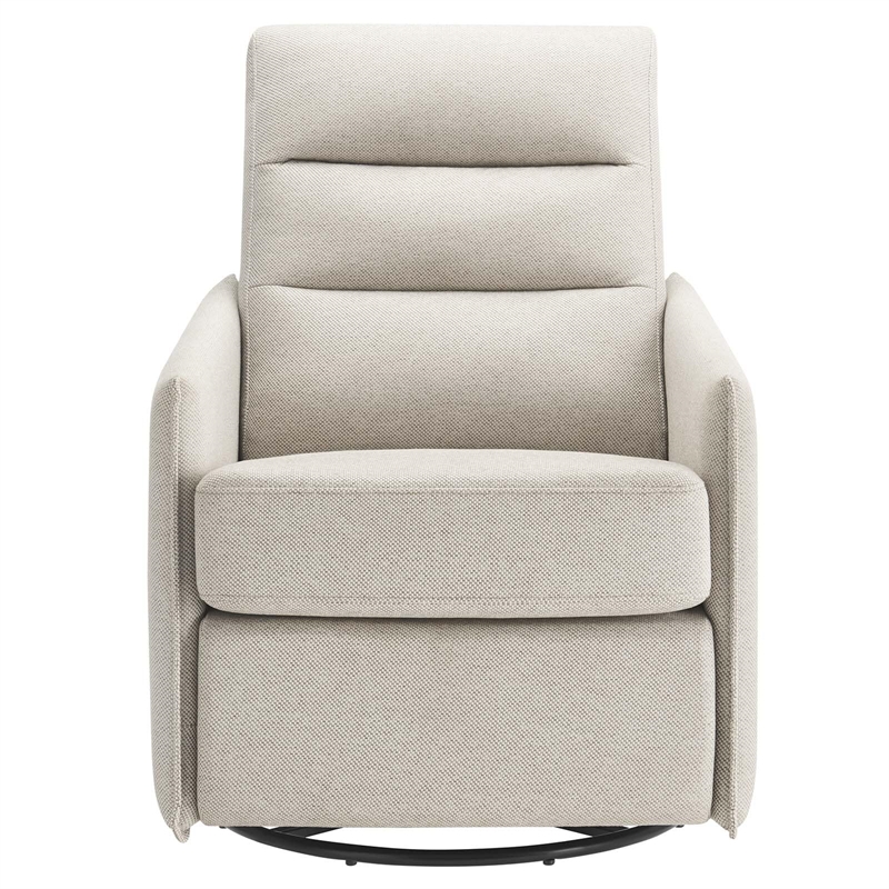 Maklaine Upholstered Polyester Fabric Lounge Chair in Oatmeal