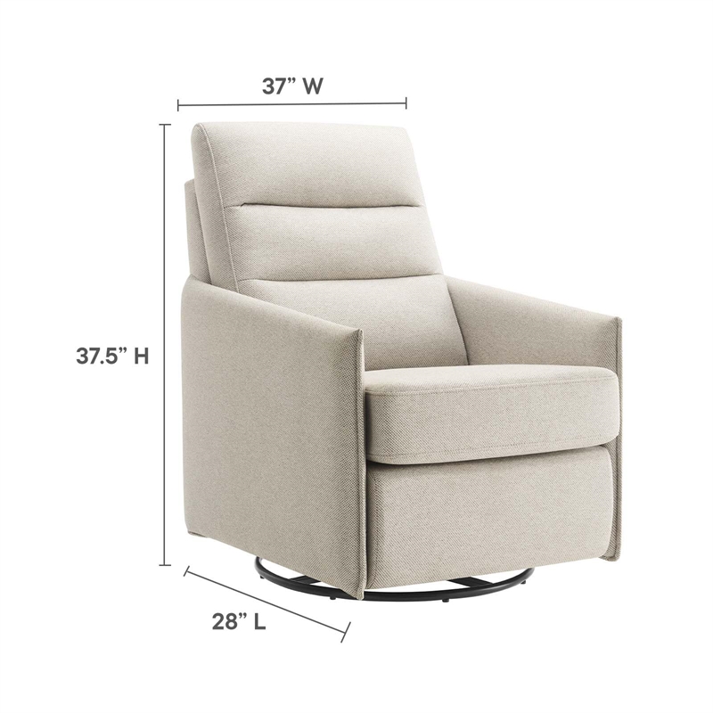 Maklaine Upholstered Polyester Fabric Lounge Chair in Oatmeal