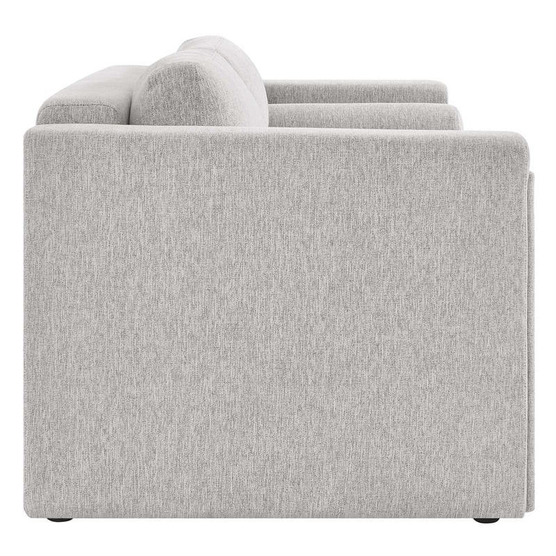 Maklaine Upholstered Modern Polyester Fabric Sofa in Light Gray
