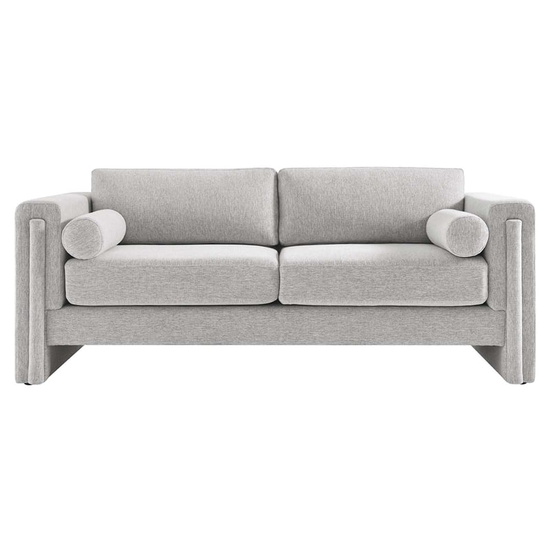 Maklaine Upholstered Modern Polyester Fabric Sofa in Light Gray
