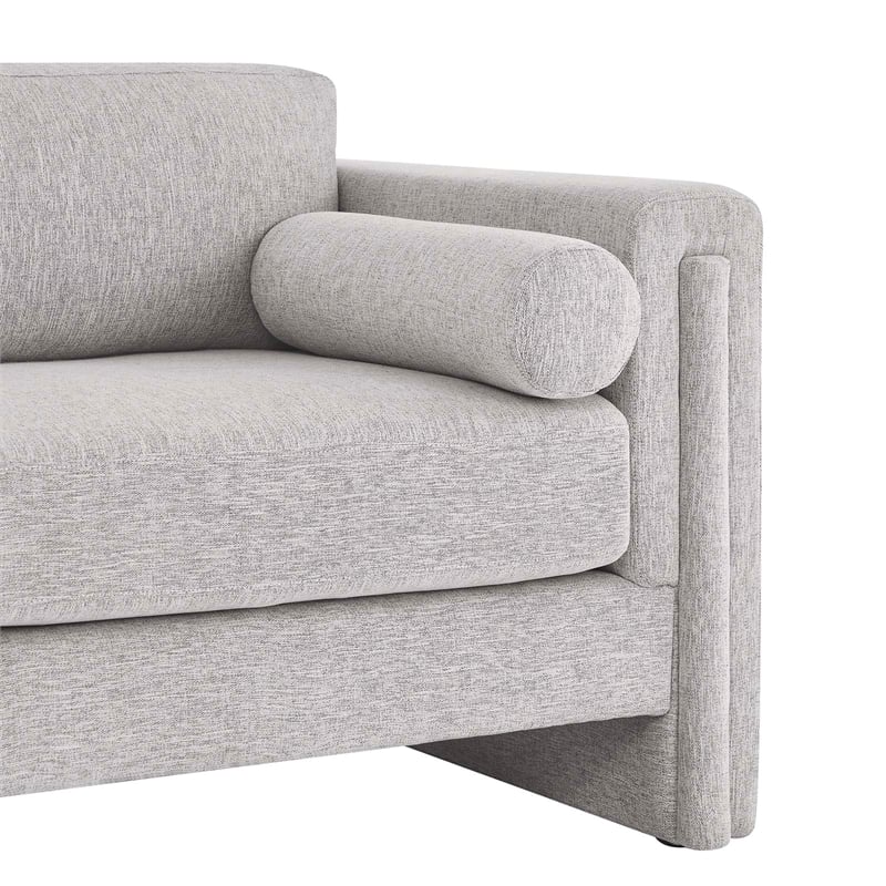 Maklaine Upholstered Modern Polyester Fabric Sofa in Light Gray