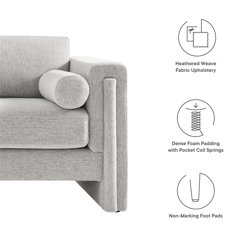 Maklaine Upholstered Modern Polyester Fabric Sofa in Light Gray
