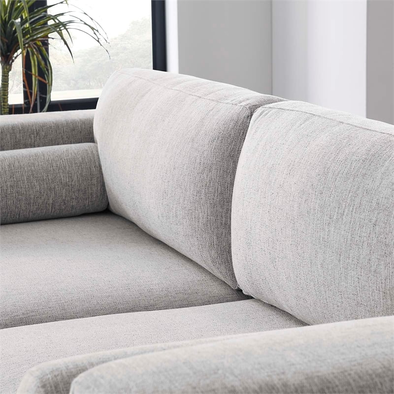 Maklaine Upholstered Modern Polyester Fabric Sofa in Light Gray