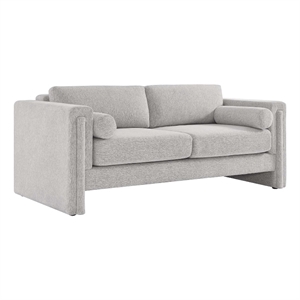 Maklaine Upholstered Modern Polyester Fabric Sofa in Light Gray