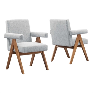Maklaine 19&quot Heathered Fabric Dining Chair in Light Gray (Set of 2)