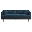 Maklaine Upholstered Polyester Fabric Sofa with Tapered Legs in Navy