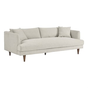 Maklaine Upholstered Polyester Fabric Sofa with Tapered Legs in Ivory
