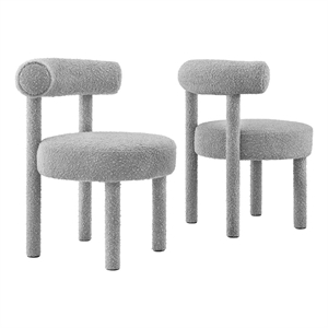 Maklaine 19&quot Upholstered Fabric Dining Chair in Light Gray (Set of 2)