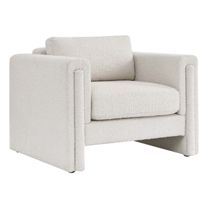 Maklaine Contemporary Upholstered Boucle Fabric Armchair in Ivory