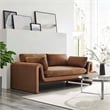 Maklaine Contemporary Upholstered Velvet Fabric Sofa in Brown