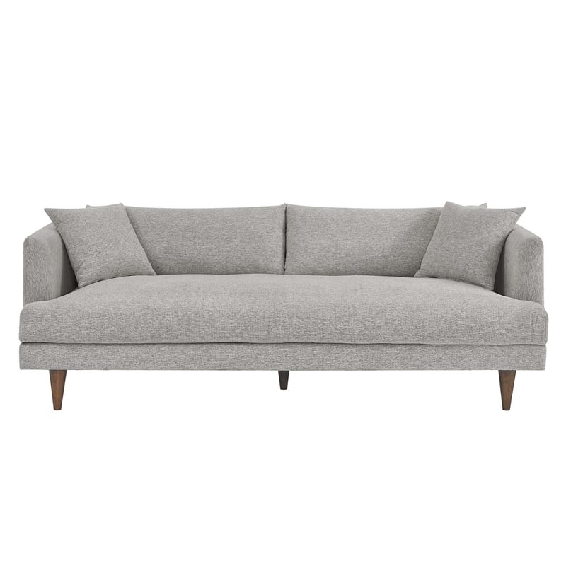 Maklaine Upholstered Polyester Fabric Sofa with Tapered Legs in Light Gray