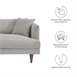 Maklaine Upholstered Polyester Fabric Sofa with Tapered Legs in Light Gray