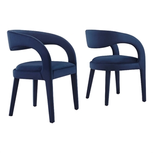 Maklaine 20&quot Upholstered Fabric Dining Chair in Midnight Blue (Set of 2)