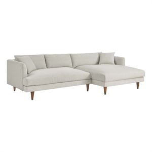 Maklaine 2-Piece Right-Facing Fabric Sectional Sofa with Tapered Legs in White