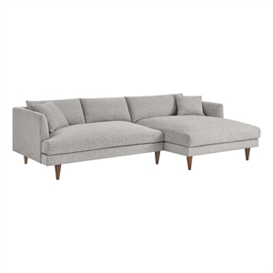 Maklaine 2-Piece Right-Facing Fabric Sectional Sofa with Tapered Legs in Gray
