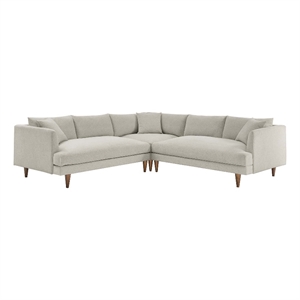 Maklaine 3-Piece Fabric Sectional Sofa in Heathered Weave Ivory