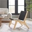 Maklaine Woven Rope & Wood Accent Lounge Chair in Natural and Black