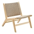 Maklaine Woven Rope & Wood Accent Lounge Chair in Brown/Natural