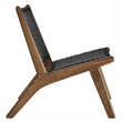 Maklaine Woven Rope & Wood Accent Lounge Chair in Black and Walnut