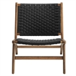 Maklaine Woven Rope & Wood Accent Lounge Chair in Black and Walnut