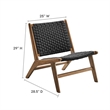 Maklaine Woven Rope & Wood Accent Lounge Chair in Black and Walnut