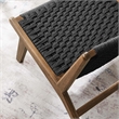 Maklaine Woven Rope & Wood Accent Lounge Chair in Black and Walnut