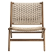 Maklaine Woven Rope & Wood Accent Lounge Chair in Natural/Walnut
