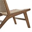 Maklaine Woven Rope & Wood Accent Lounge Chair in Natural/Walnut