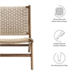 Maklaine Woven Rope & Wood Accent Lounge Chair in Natural/Walnut