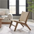 Maklaine Woven Rope & Wood Accent Lounge Chair in Natural/Walnut