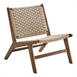 Maklaine Woven Rope & Wood Accent Lounge Chair in Natural/Walnut
