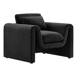 Maklaine Contemporary Upholstered Boucle Fabric Armchair in Black