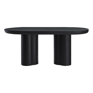 Maklaine Contemporary 72&quot Oval Concrete Dining Table in Black