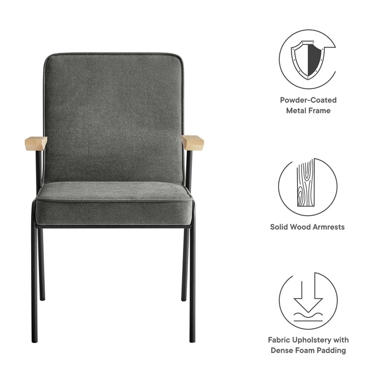 Maklaine Modern / Contemporary Dining Armchair in Slate Finish