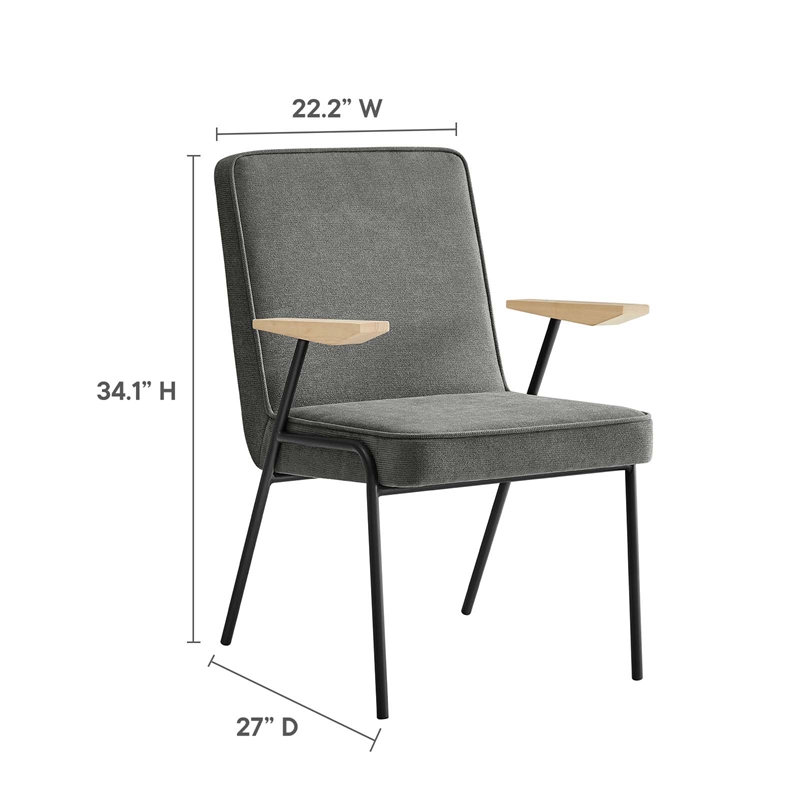Maklaine Modern / Contemporary Dining Armchair in Slate Finish