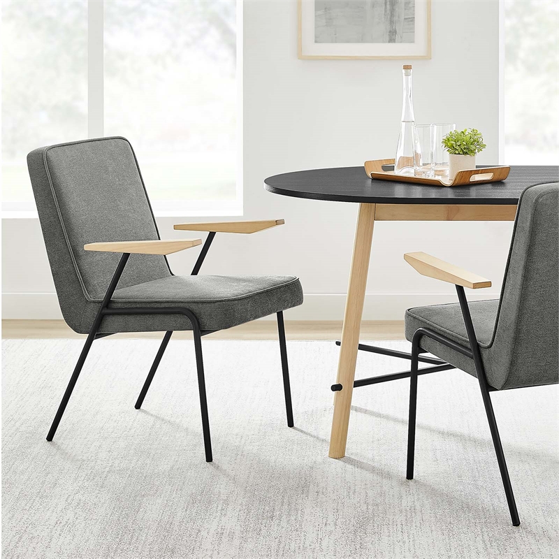 Maklaine Modern / Contemporary Dining Armchair in Slate Finish
