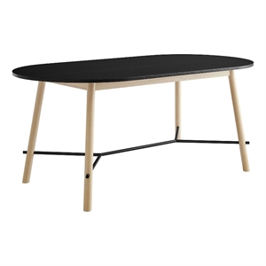 Maklaine Contemporary 71&quot Wood Grain Dining Table in Black Oak